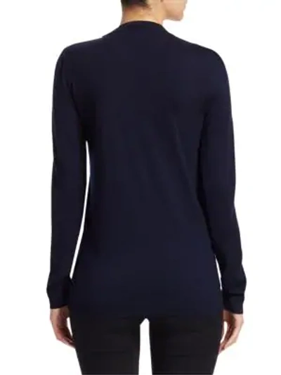 Shop Loewe Wool & Leather Colorblock Sweater In Navy Blue