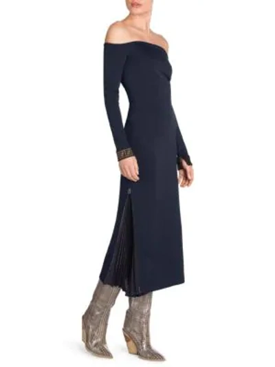 Shop Fendi Women's Jersey Off-the-shoulder Midi Dress In Imperial