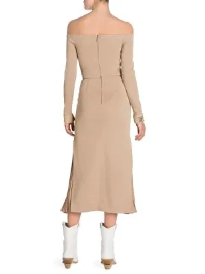 Shop Fendi Women's Jersey Off-the-shoulder Midi Dress In Imperial