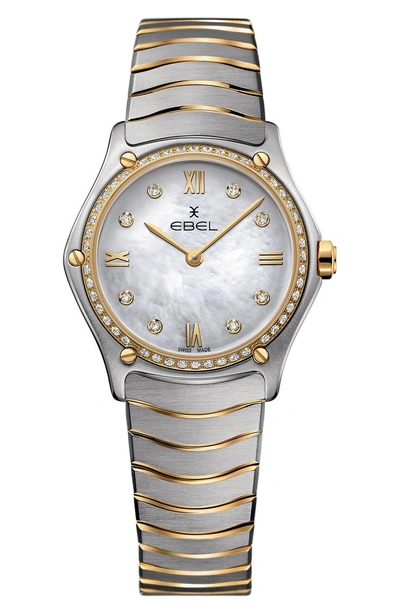 Shop Ebel Sport Classic Diamond Bracelet Watch, 29mm In Silver/ Mop/ Gold