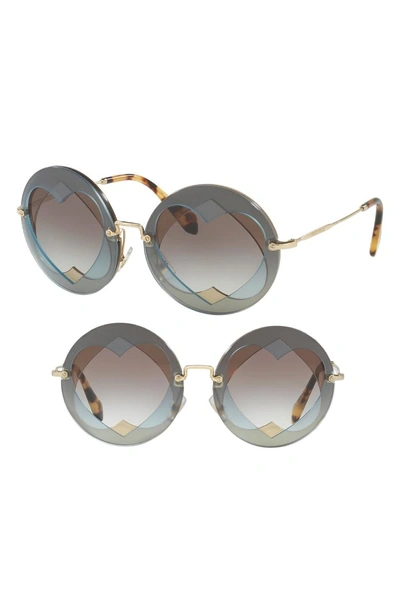 Shop Miu Miu 62mm Layered Heart Round Sunglasses - Lite Blue Gradient
