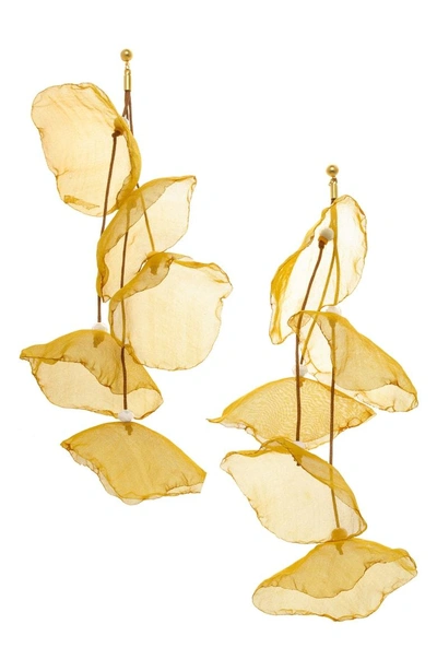 Shop Stella & Ruby Chiffon Flower Earrings In Yellow