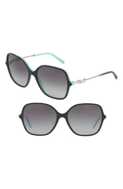 Shop Tiffany & Co Tiffany 57mm Sunglasses - Black/ Blue Gradient