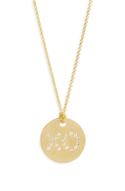 Shop Roberto Coin Diamond Xo Medallion Necklace In Yellow Gold