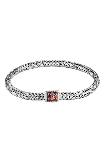 Shop John Hardy Classic Chain Extra Small Bracelet In Silver/ Garnet