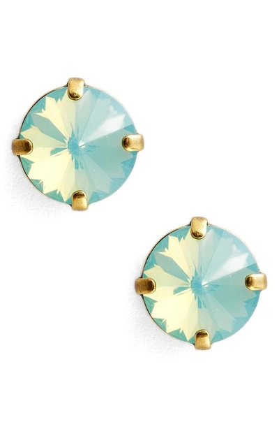 Shop Sorrelli Radiant Rivoli Crystal Earrings In Blue-green/ Gold