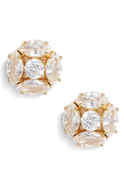 Shop Kate Spade Flying Colors Marquise Cluster Earrings In Clear/ Gold