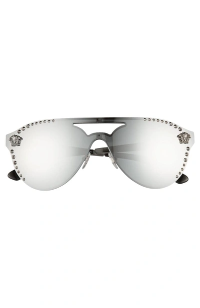 Shop Versace 60mm Shield Mirrored Sunglasses - Gunmetal Mirror