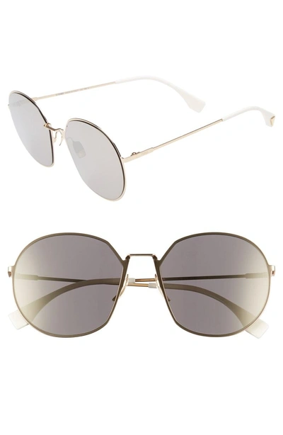 Shop Fendi 59mm Round Special Fit Sunglasses - Gold