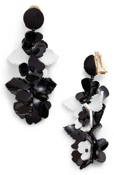 Shop Oscar De La Renta Climbing Flower Drop Earrings In Black/ White