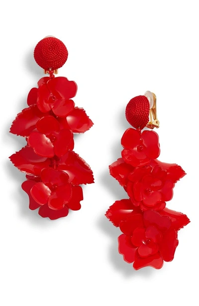 Shop Oscar De La Renta Climbing Flower Drop Earrings In Carmine
