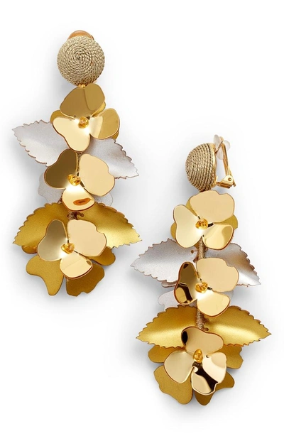 Shop Oscar De La Renta Climbing Flower Drop Earrings In Gold
