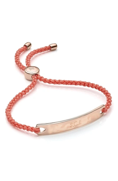 Shop Monica Vinader Engravable Havana Friendship Bracelet In Rose Gold/ Peach