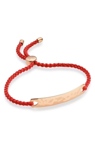 Shop Monica Vinader Engravable Havana Friendship Bracelet In Rose Gold/ Coral