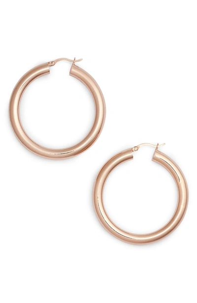 Shop Argento Vivo Medium Hollow Hoop Earrings In Rose Gold