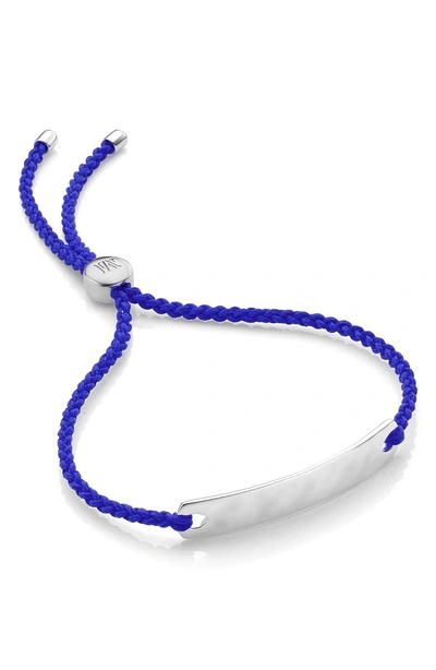 Shop Monica Vinader Engravable Havana Mini Friendship Bracelet In Silver/ Majorelle Blue