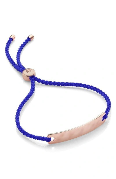 Shop Monica Vinader Engravable Havana Mini Friendship Bracelet In Rose Gold/ Powder Blue