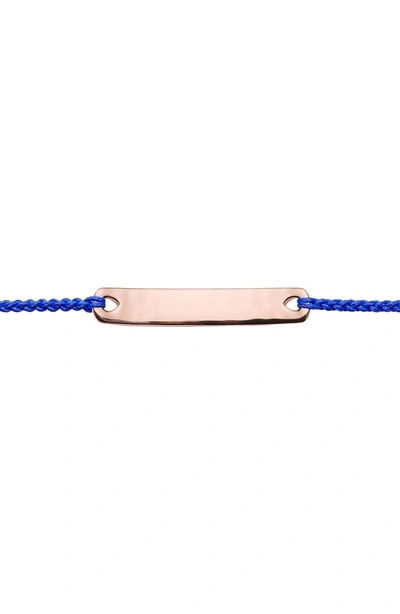 Shop Monica Vinader Engravable Havana Mini Friendship Bracelet In Rose Gold/ Powder Blue