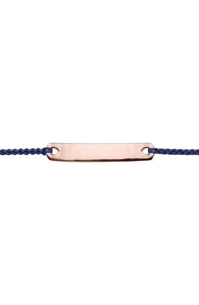 Shop Monica Vinader Engravable Havana Mini Friendship Bracelet In Rose Gold/ Navy Blue