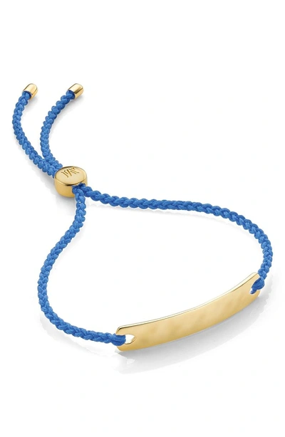 Shop Monica Vinader Engravable Havana Mini Friendship Bracelet In Gold/ Powder Blue