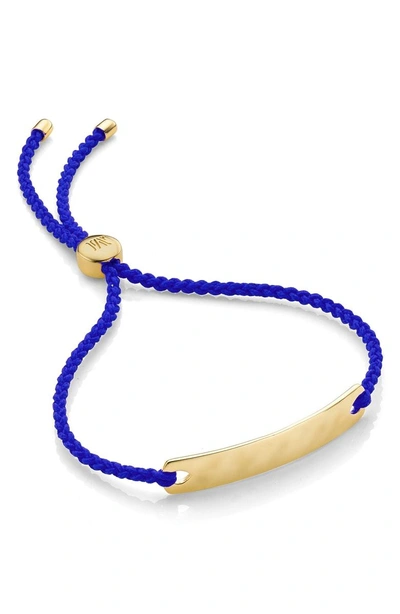 Shop Monica Vinader Engravable Havana Mini Friendship Bracelet In Gold/ Majorelle Blue