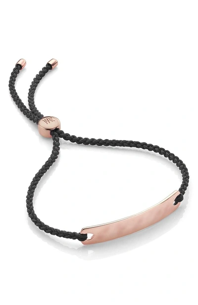Shop Monica Vinader Engravable Havana Mini Friendship Bracelet In Rose Gold/ Black