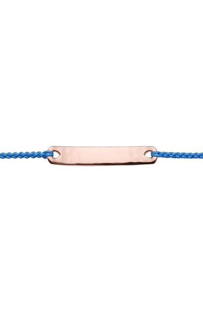 Shop Monica Vinader Engravable Havana Mini Friendship Bracelet In Rose Gold/ Majorelle Blue