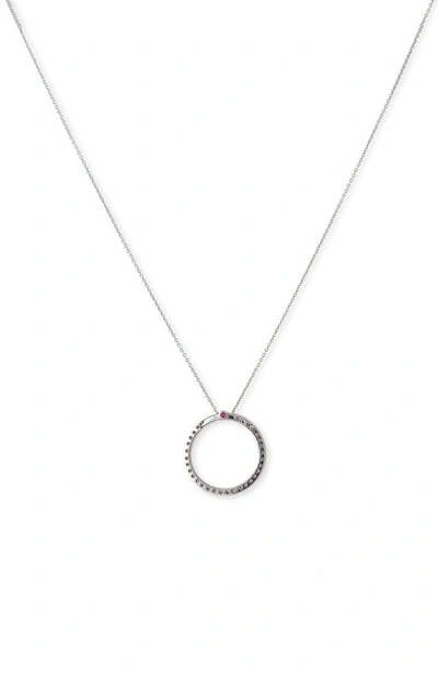 Shop Roberto Coin Diamond Circle Pendant Necklace In White Gold