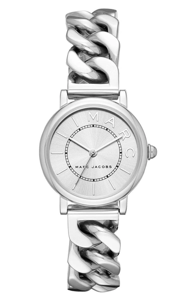 Shop Marc Jacobs Classic Chain Link Bracelet Watch, 28mm In Silver/ White/ Silver