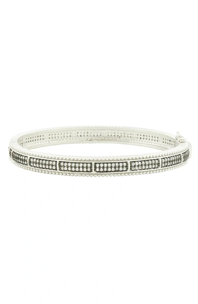 Shop Freida Rothman Pave Hinge Bangle Bracelet In Black/ White/ Silver