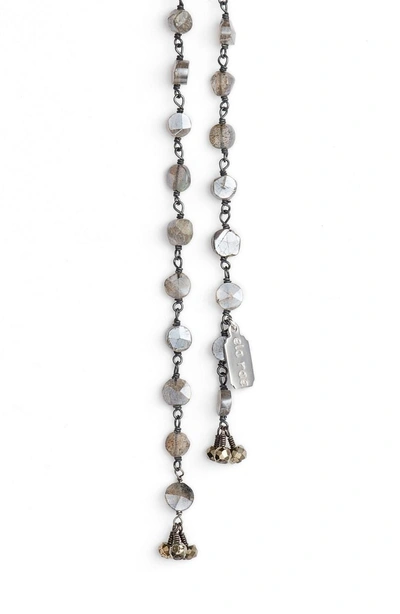 Shop Ela Rae Diana Lariat Necklace In Mystic Labradorite Coin