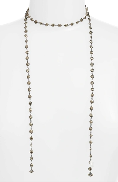 Shop Ela Rae Diana Lariat Necklace In Pyrite Coin
