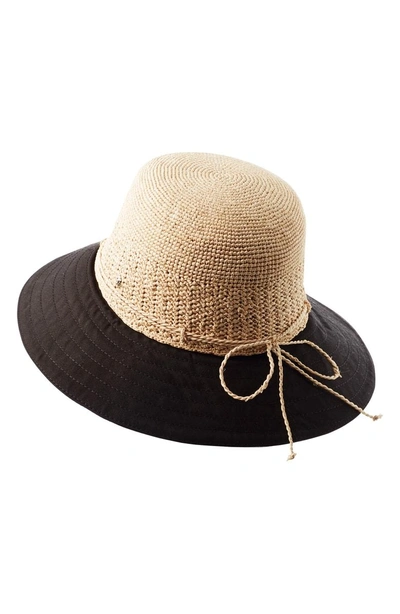 Shop Helen Kaminski Cotton Brim Raffia Hat - Brown In Natural/ Black