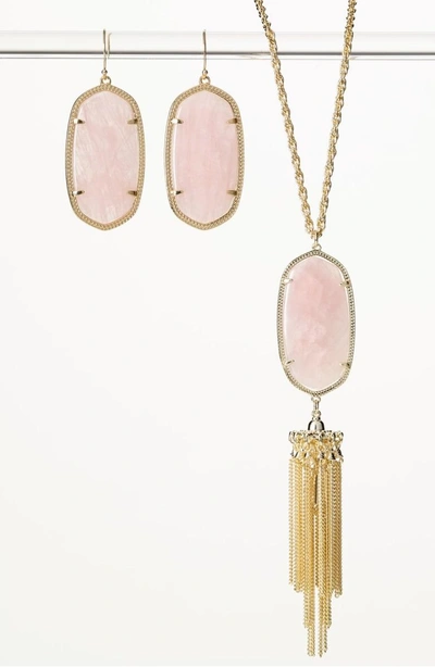 Shop Kendra Scott Danielle - Large Oval Statement Earrings In Rose Quartz/ Gold