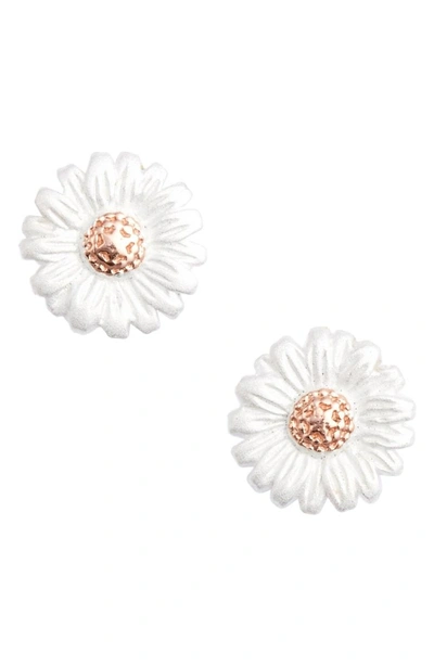 Shop Olivia Burton Daisy Stud Earrings In Silver/ Rose Gold