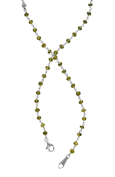 Shop Lagos Caviar Forever Gemstone Tassel Pendant Necklace In Silver/ Olive Quartz