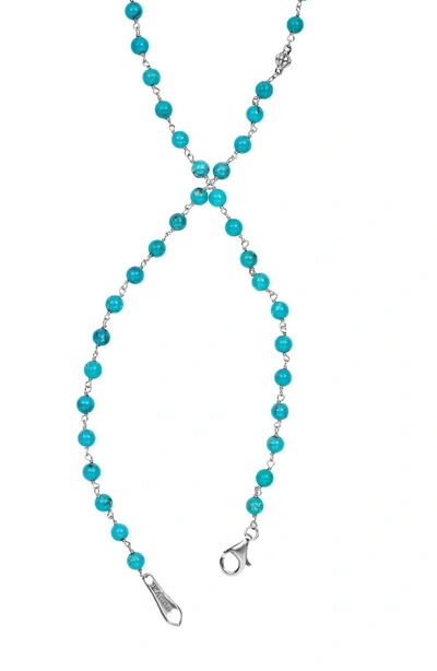 Shop Lagos Caviar Forever Gemstone Tassel Pendant Necklace In Silver/ Sky Blue Topaz