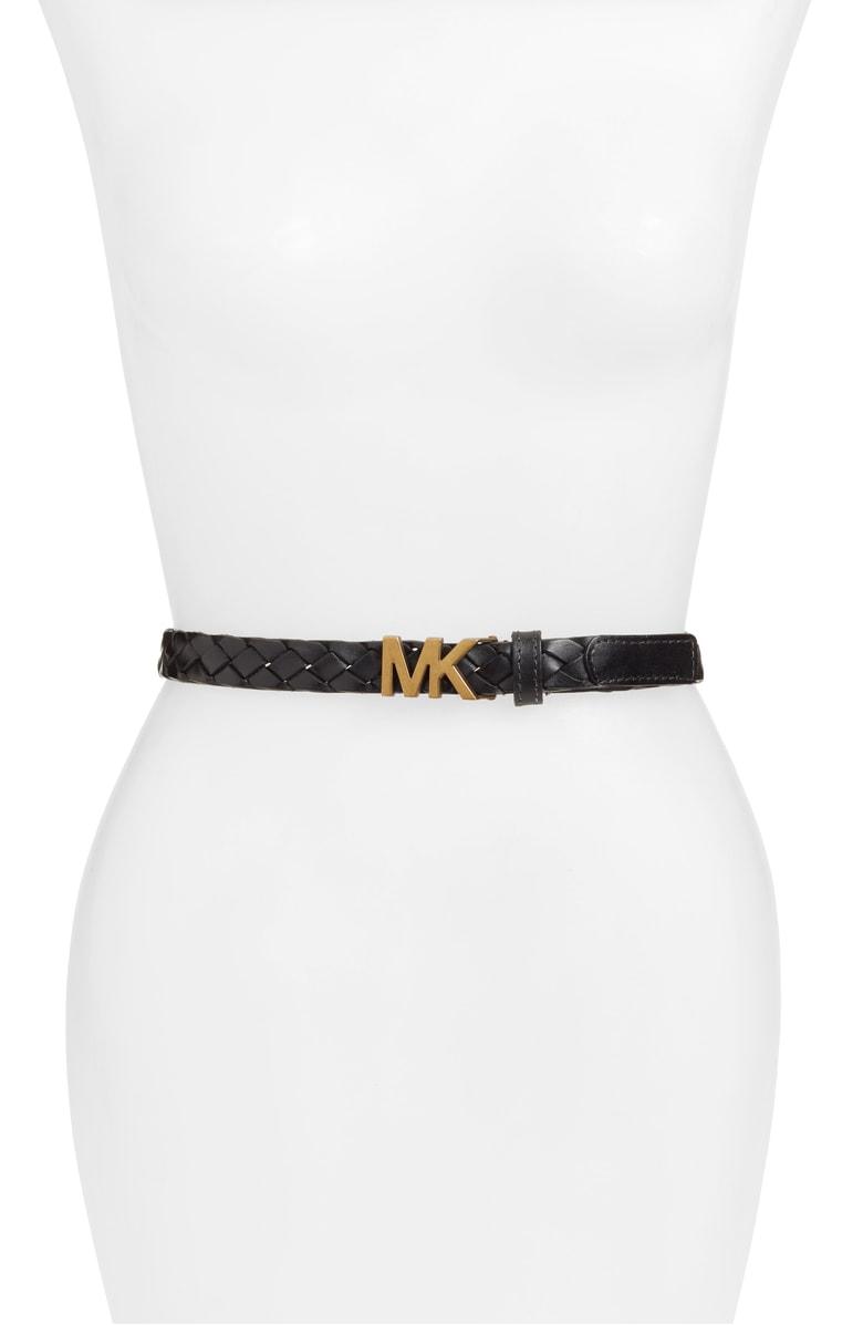 michael kors braided leather belt