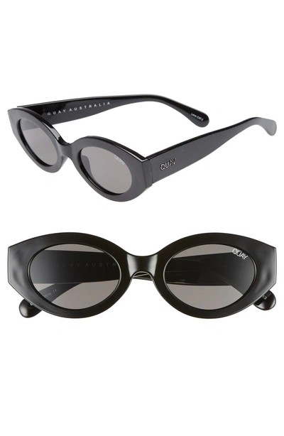 Shop Quay See Me Smile 50mm Cat Eye Sunglasses In Black/ Smoke