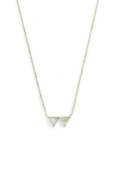 Shop Dana Rebecca Designs Double Triangle Diamond & Stone Necklace In Yellow Gold/ Yellow Sapphire