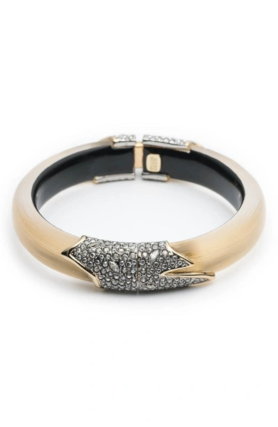 Shop Alexis Bittar Crystal Encrusted Feather Hinge Bracelet In Gold
