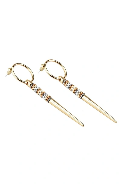 Shop Mishky Spike & Bead Hoop Earrings In Silver/ Gold