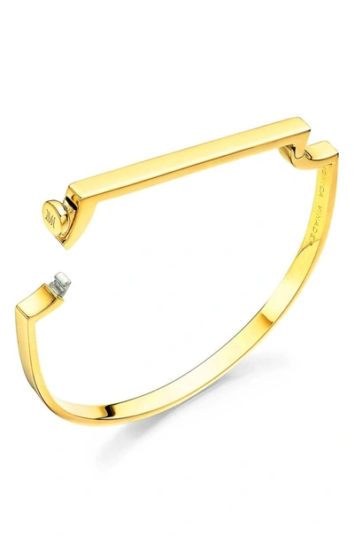 Shop Monica Vinader Engravable Signature Thin Petite Bangle In Gold