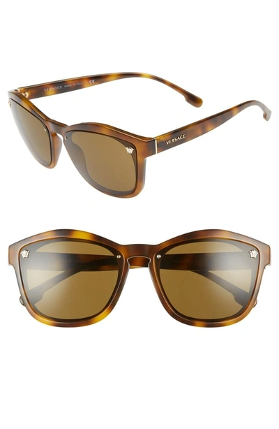 Shop Versace Medusa 57mm Square Sunglasses - Havana Solid