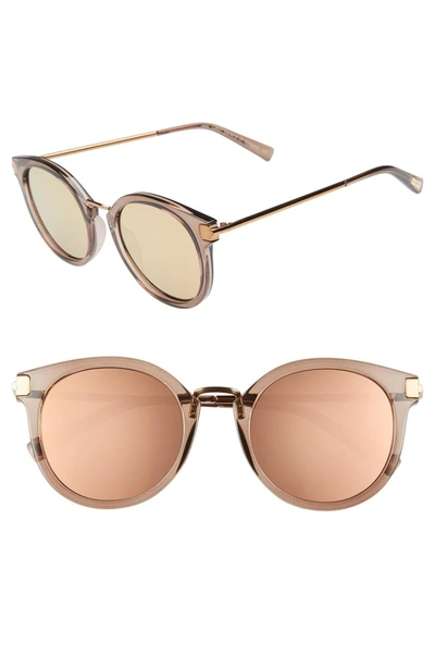 Shop Le Specs Last Dance 51mm Mirrored Round Sunglasses In Mocha