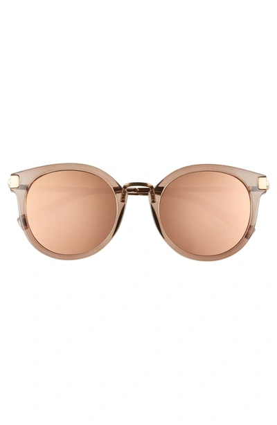 Shop Le Specs Last Dance 51mm Mirrored Round Sunglasses In Mocha