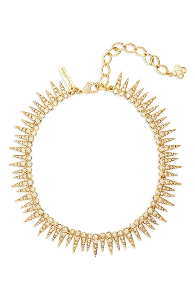 Shop Oscar De La Renta Crystal Sea Urchin Necklace In Crystal Gold Shadow