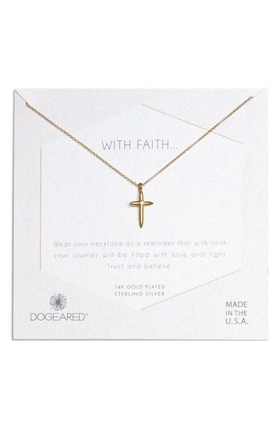 Shop Dogeared Faith Cross Necklace In Gold