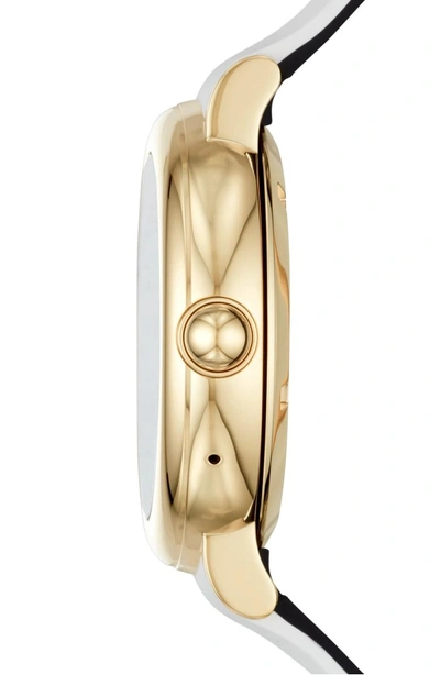 Shop Marc Jacobs Riley Silcone Strap Smart Watch, 44mm In White/ Gold