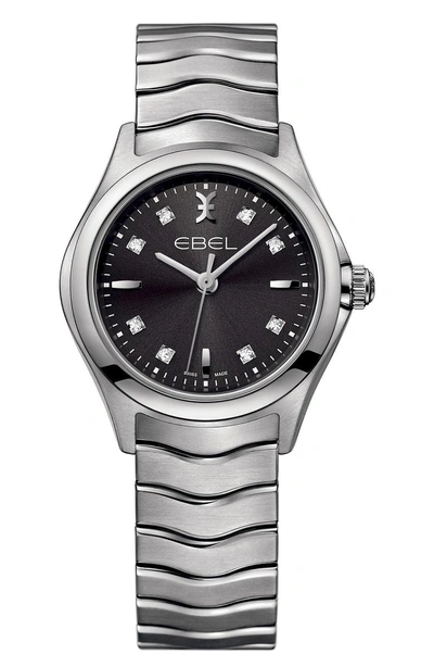 Shop Ebel Wave Bracelet Watch, 30mm In Silver/ Black/ Silver
